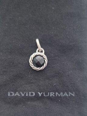 David Yurman Sterling Silver Cable Pendant with Black Onyx- clasp